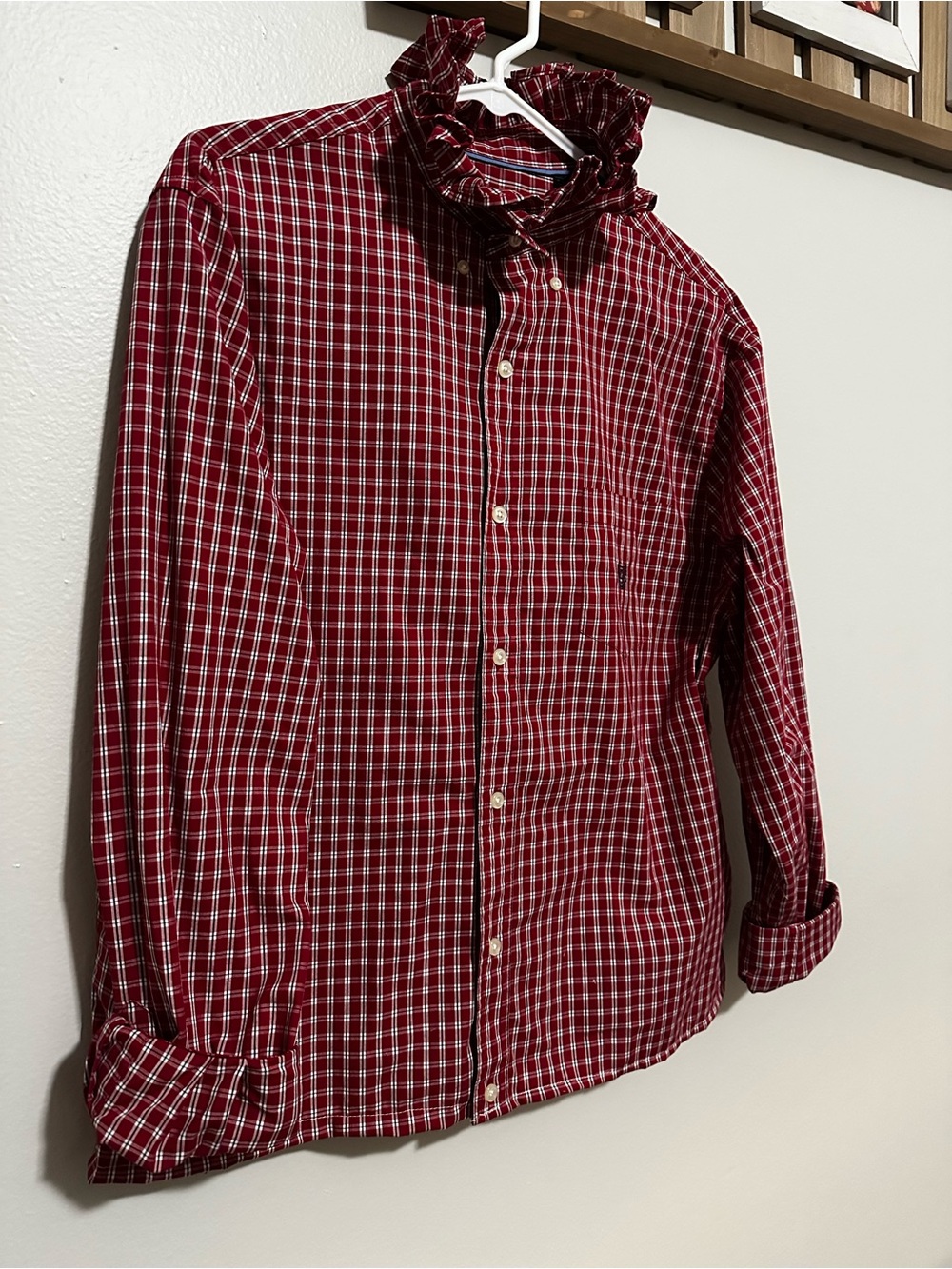 Chaps Women's Red Plaid Button-Down Shirt